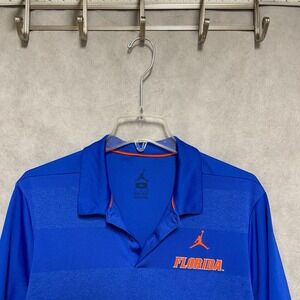 Nike AIR Jordan Polo Shirt Men M Blue Striped‎ Florida Gators Coaches Jumpman